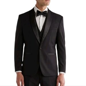 Gino Vitale Mens Tuxedo Jacket Size 44 Short Black Satin Trim Blazer New